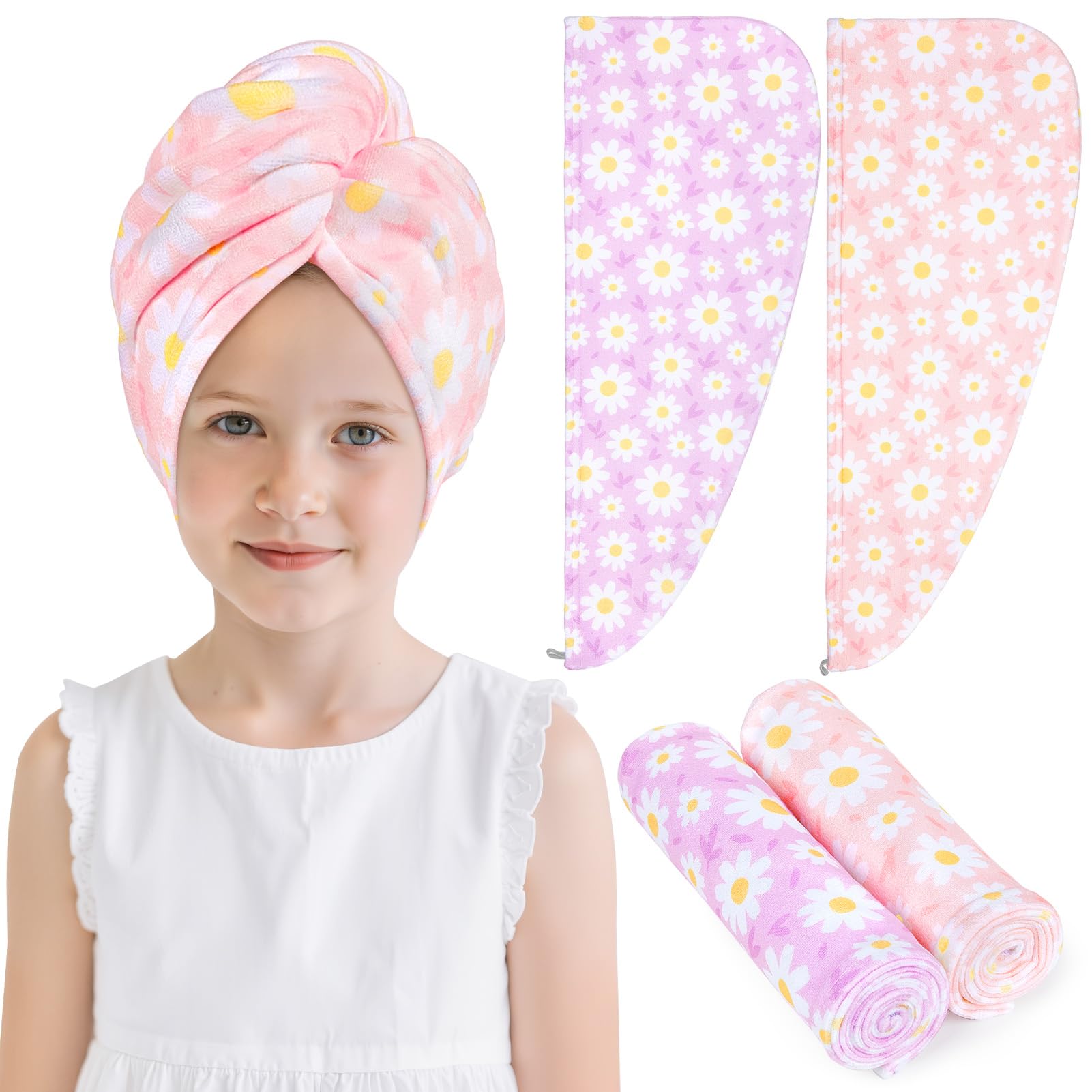 FIOBEE Microfiber Hair Towel Wrap for Kid Girls Rapid Drying Hair Turbans