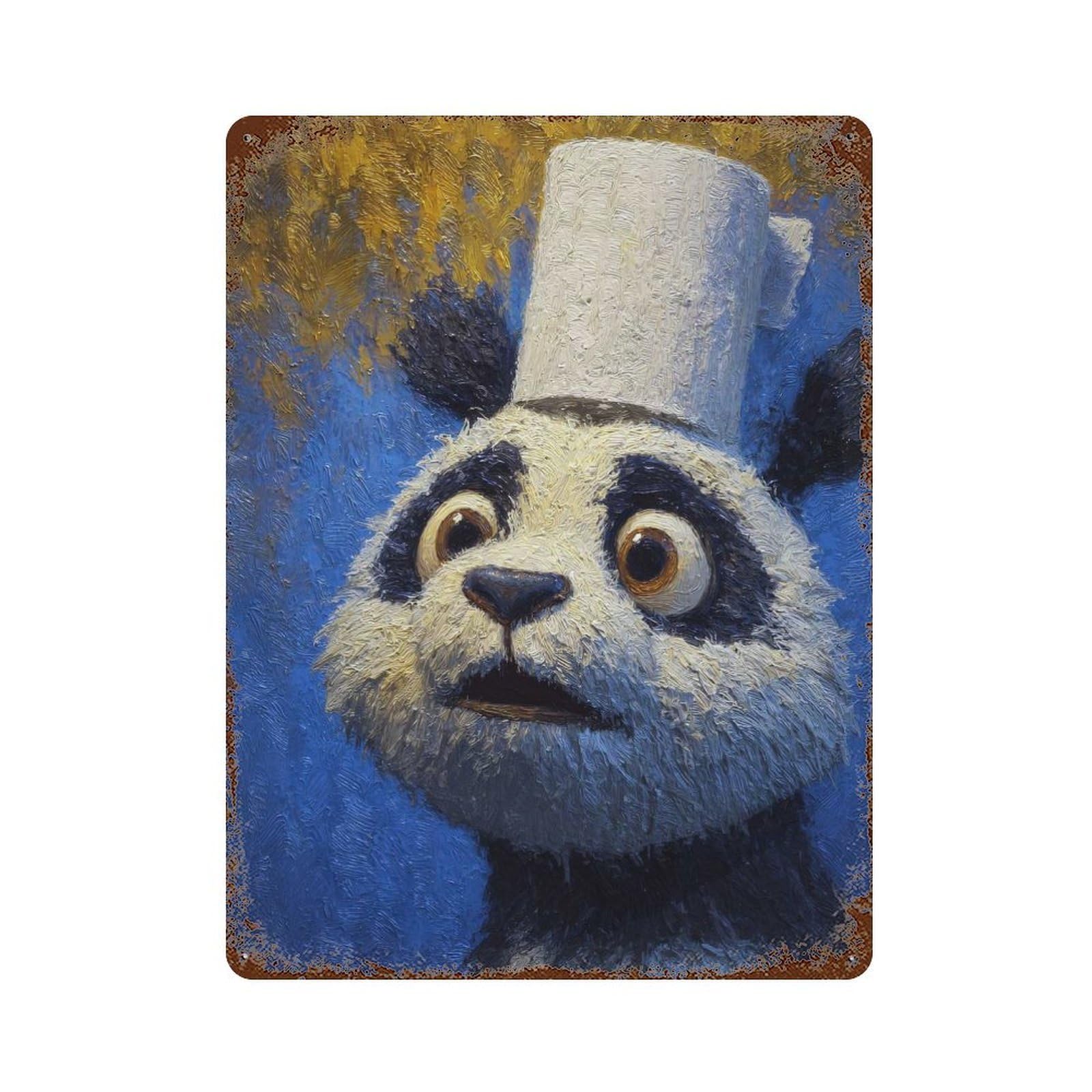 Panda Chef Painting Decorative Tin Sign 15.7"x11.8", Vintage Wall Decor for Basement, Hobby Room And Garage Decor