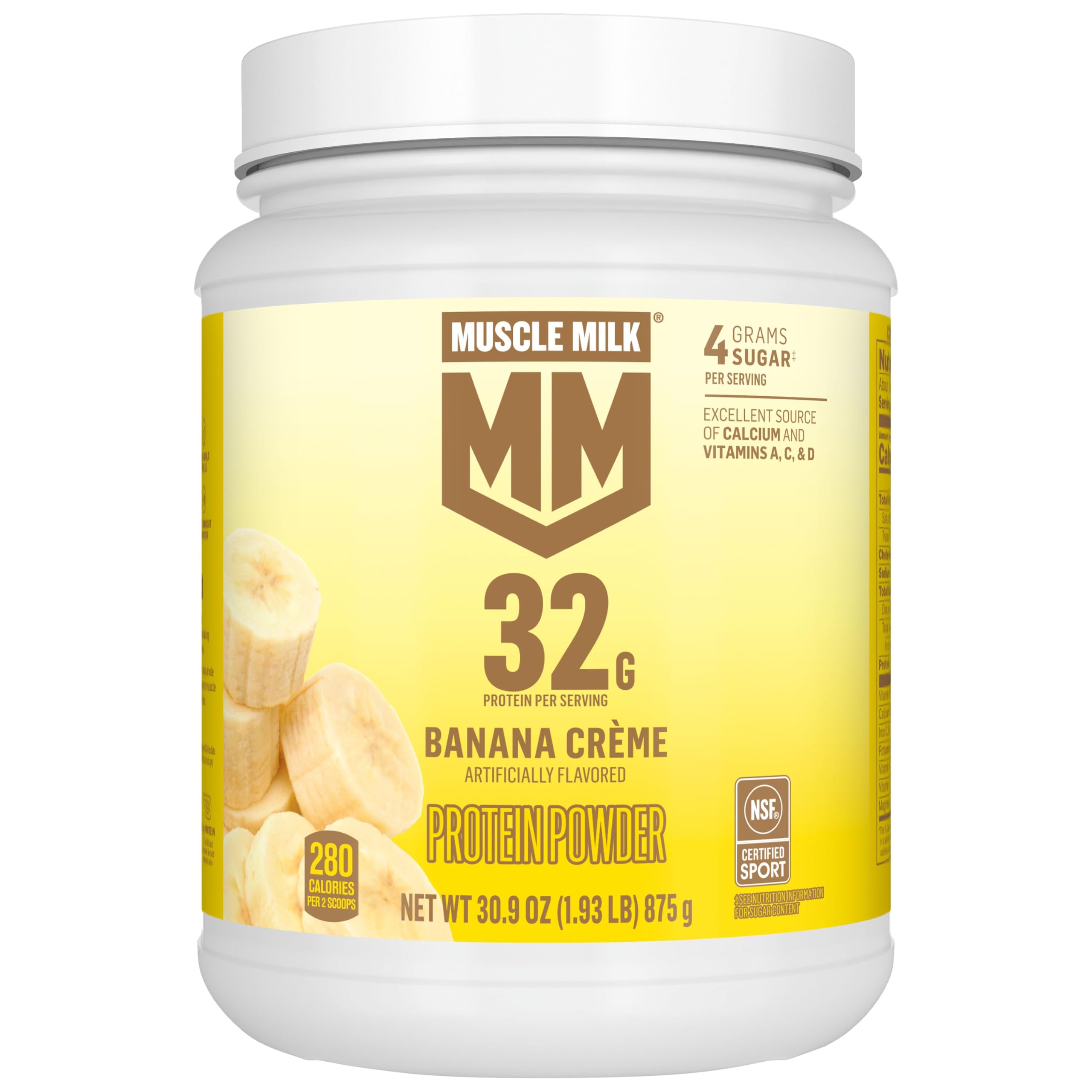 Muscle Milk Genuine Protein Powder, Vanilla Crème, 1.93 Pounds, 12 Servings, 32g Protein, 2g Sugar, Calcium, Vitamins A, C & D, NSF Certified for Sport, Energizing Snack, Packaging May Vary — Amazon image 13