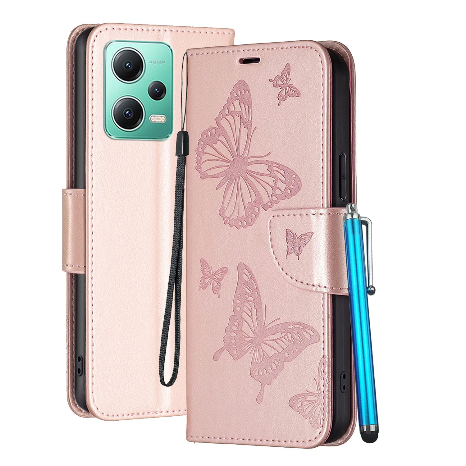 Custodia A Portafoglio TEYYOS In Pelle Per Xiaomi Poco X5 / Redmi Note 12 5G, Con Slot E Supporto, Oro Rosa - 3