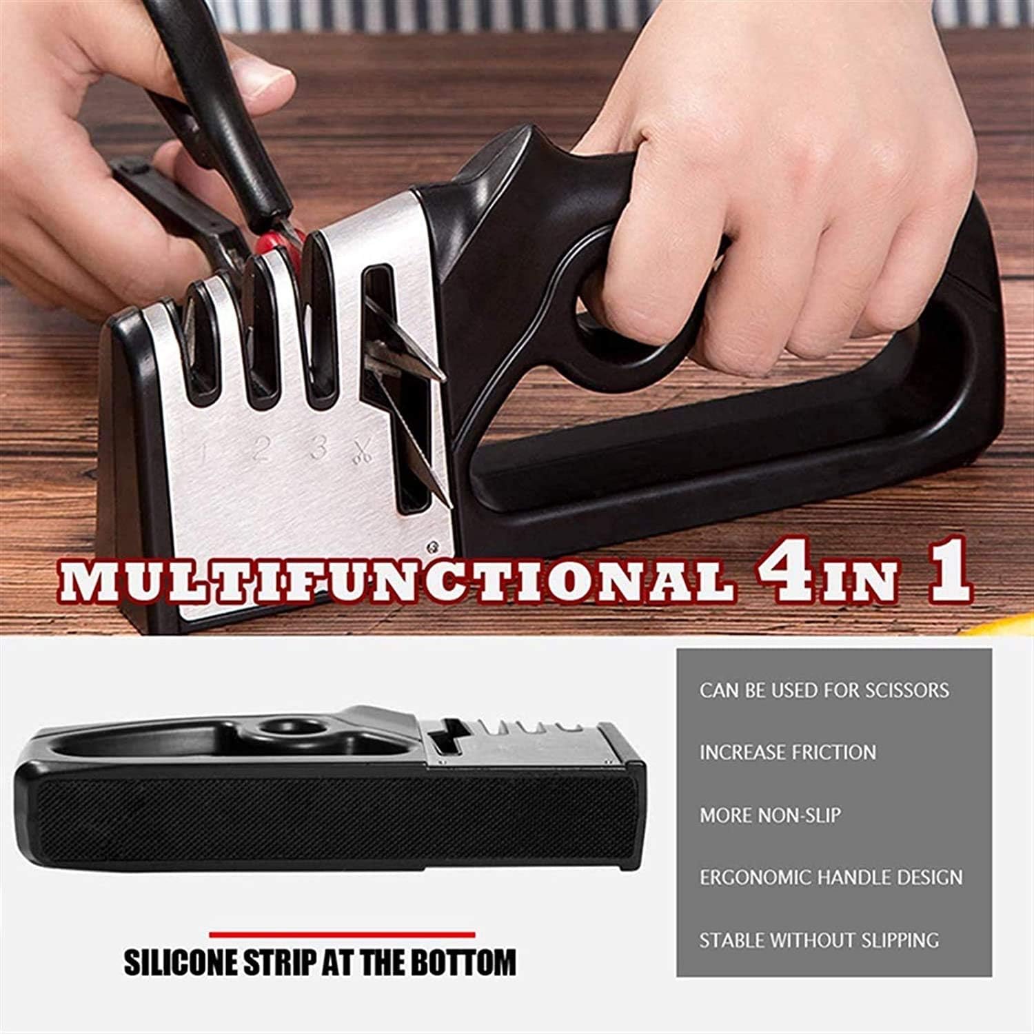 Knife Sharpener, Kitchen Knife Sharpener, Quick Sharpening, Suitable for Ceramic Knives, Steel Knives and Scissors.