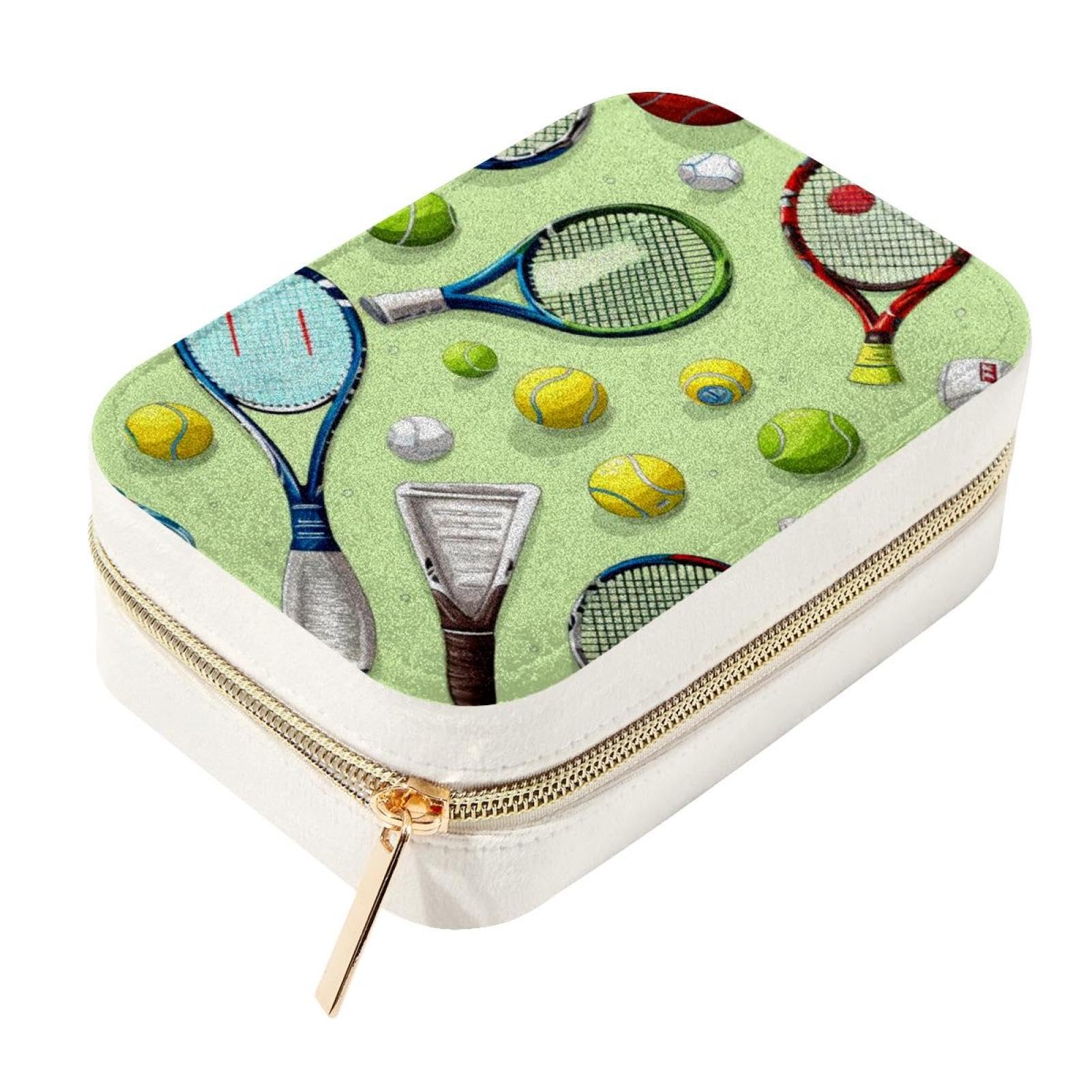 Boîte à bijoux de voyage en velours tennis zippée et organisateur transport bagues