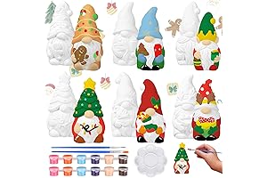 Eersida 6 Sets Christmas Paint Your Own Ceramic Gnome Statues