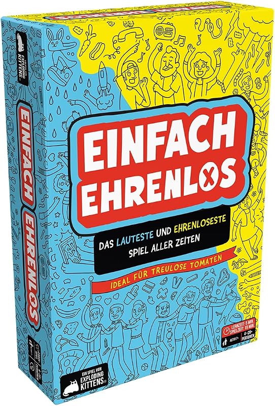 Einfach Ehrenlos, versión DE, divertido juego de fiesta para 4-20 jugadores de 7 años, juego en equipo para tomates sin fe con 15 minutos de tiempo de juego por juego