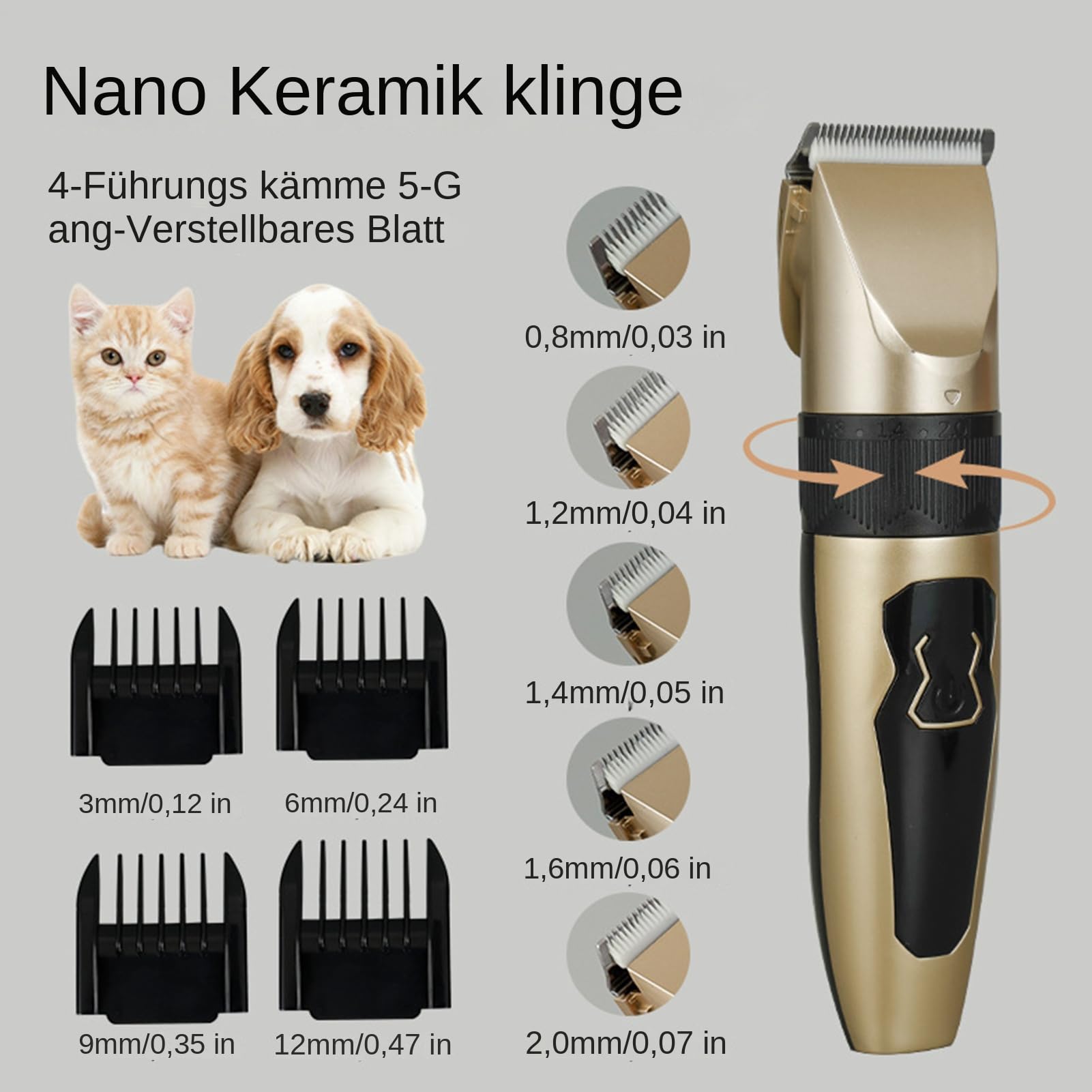 Tierhaar-Trimmer, Haarschneider Für Haustiere, Kabelloser Wiederaufladbarer Elektro-Trimmer Leises Pflegeset Für Katzen Welpen Ohren Und Gesicht