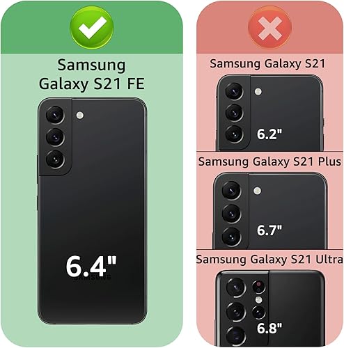 Miniatura 2 de XcaseBar Funda tipo cartera para Samsung Galaxy S21 FE con cremallera y tarjetero de crédito bloqueo RFID, funda de piel sintética con tapa para