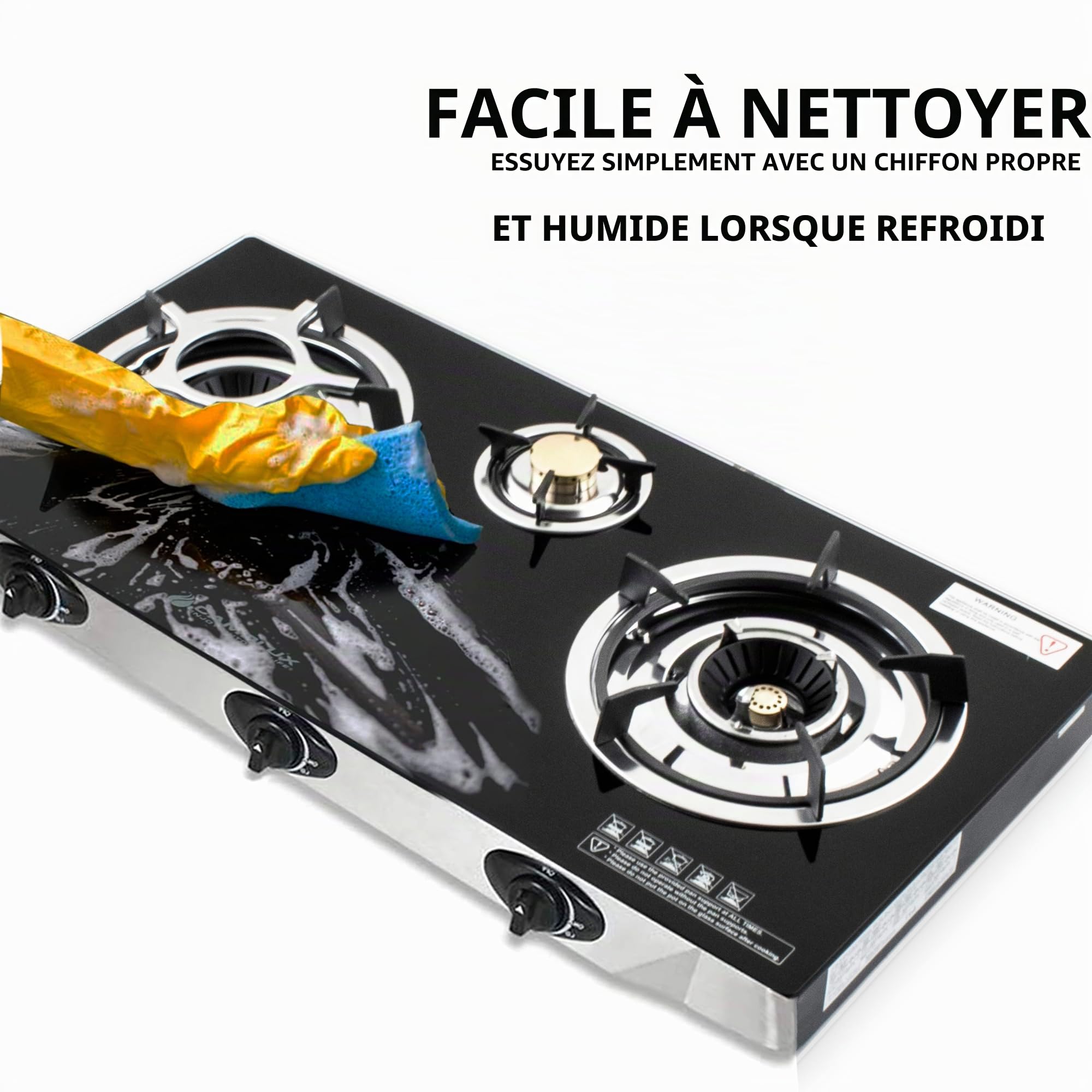 NJ NGB-S3 Réchaud a Gaz Intérieur - 3 Feux Plaque de Cuisson Portable