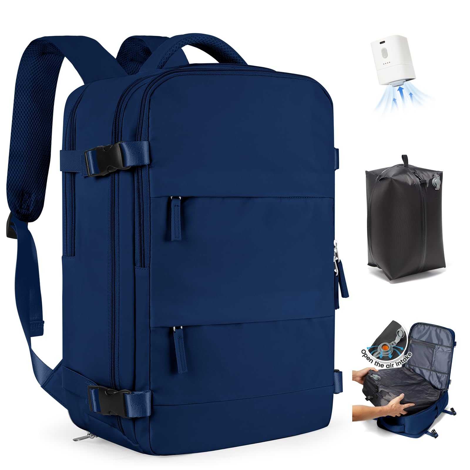 SZLX Zaino Ryanair 40x30x20 Sottovuoto con Pompa Zaino Ryanair 40x20x25 Donna Zaino da Viaggio Wizzair Bagaglio a Mano Uomo per Laptop da 14 Pollici Borse da Cabina 45x36x20 Easyjet con Porta Scarpe