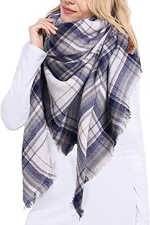 Bess Bridal Women's Plaid Blanket Winter Scarf Warm Cozy Tartan Wrap Oversized Shawl Cape