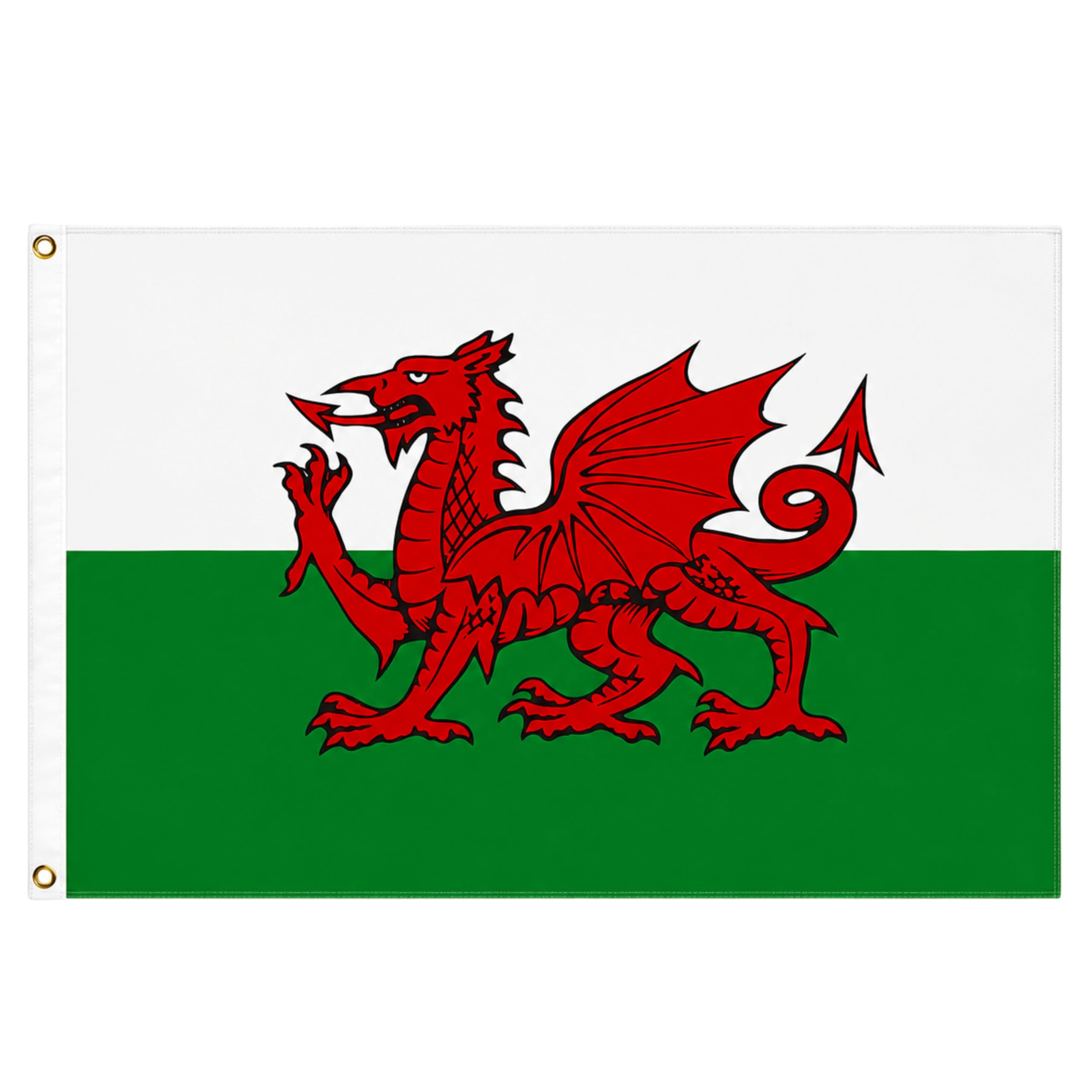 Wales Dragon Cymru Flag 5ft x 3ft with Brass Eyelets – Large Polyester Welsh Flag Banner for Football Matches, Rugby Supporters, St David’s Day and Indoor Outdoor Home & Garden Display