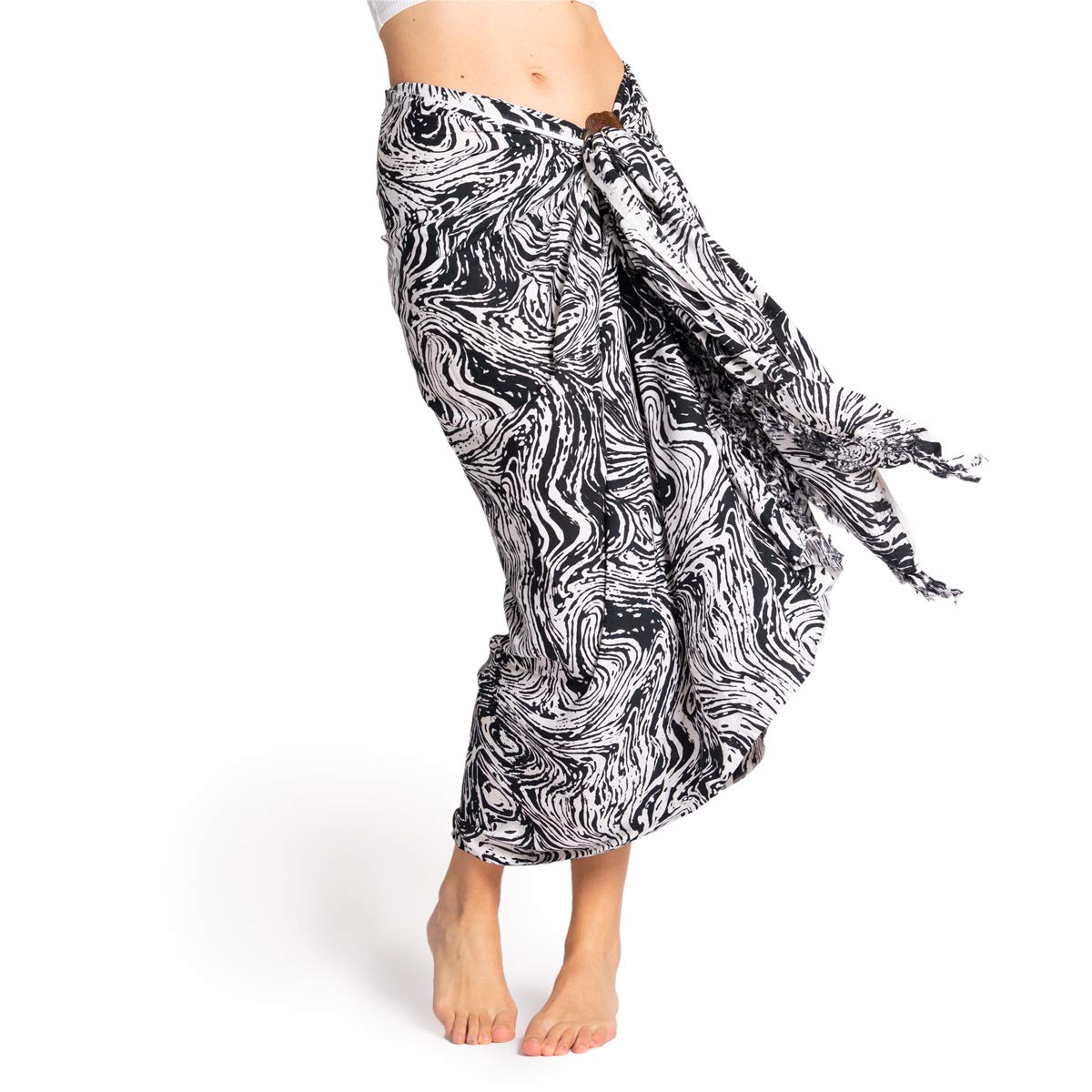 Panasiam Women's B903 Black Wave Sarong L