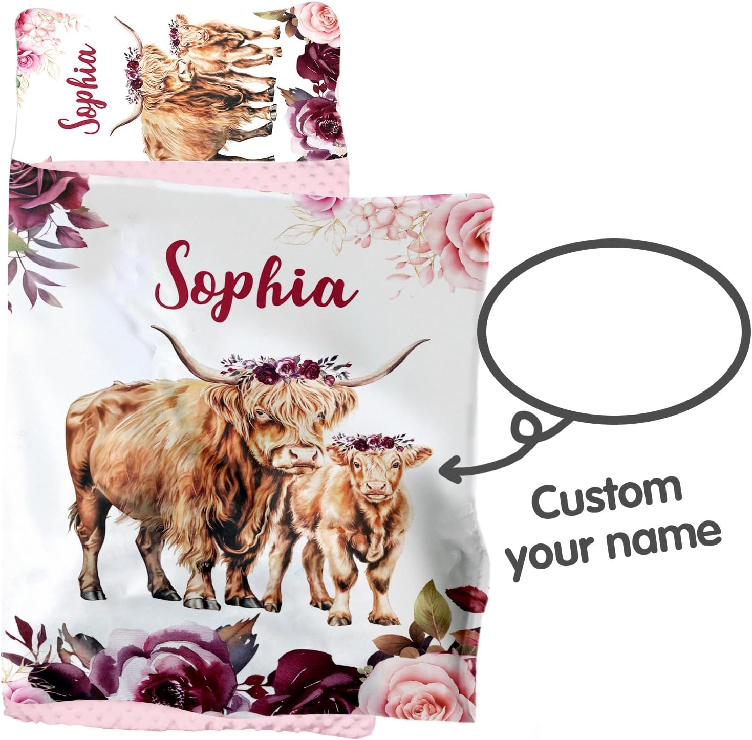 Personalized Elephant Nap Mat for Toddlers, Custom Floral Sleeping Bag with Nap Blanket, Pink Flower Theme Roll Up Mat