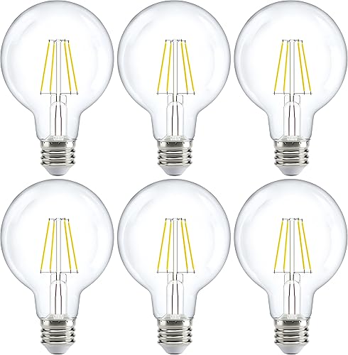 Sunco - Paquete de 6 bombillas LED G25, filamento Edison Globe, bombilla de iluminación de tocador para baño dormitorio, 500 LM, 5 W (equivalente a disponible en Yaxa Costa Rica