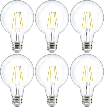 Sunco 6 Pack G25 LED Light Bulb, Globe, E26, 5W=60W, Daylight 5000K, 500LM, CRI80, Dimmable, Indoor/Outdoor