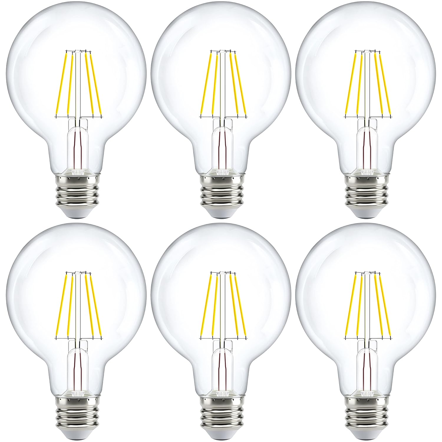 Sunco 6 Pack G25 LED Light Bulbs Filament Edison Globe Vanity Lighting Bulb for Bathroom Bedroom 500 LM