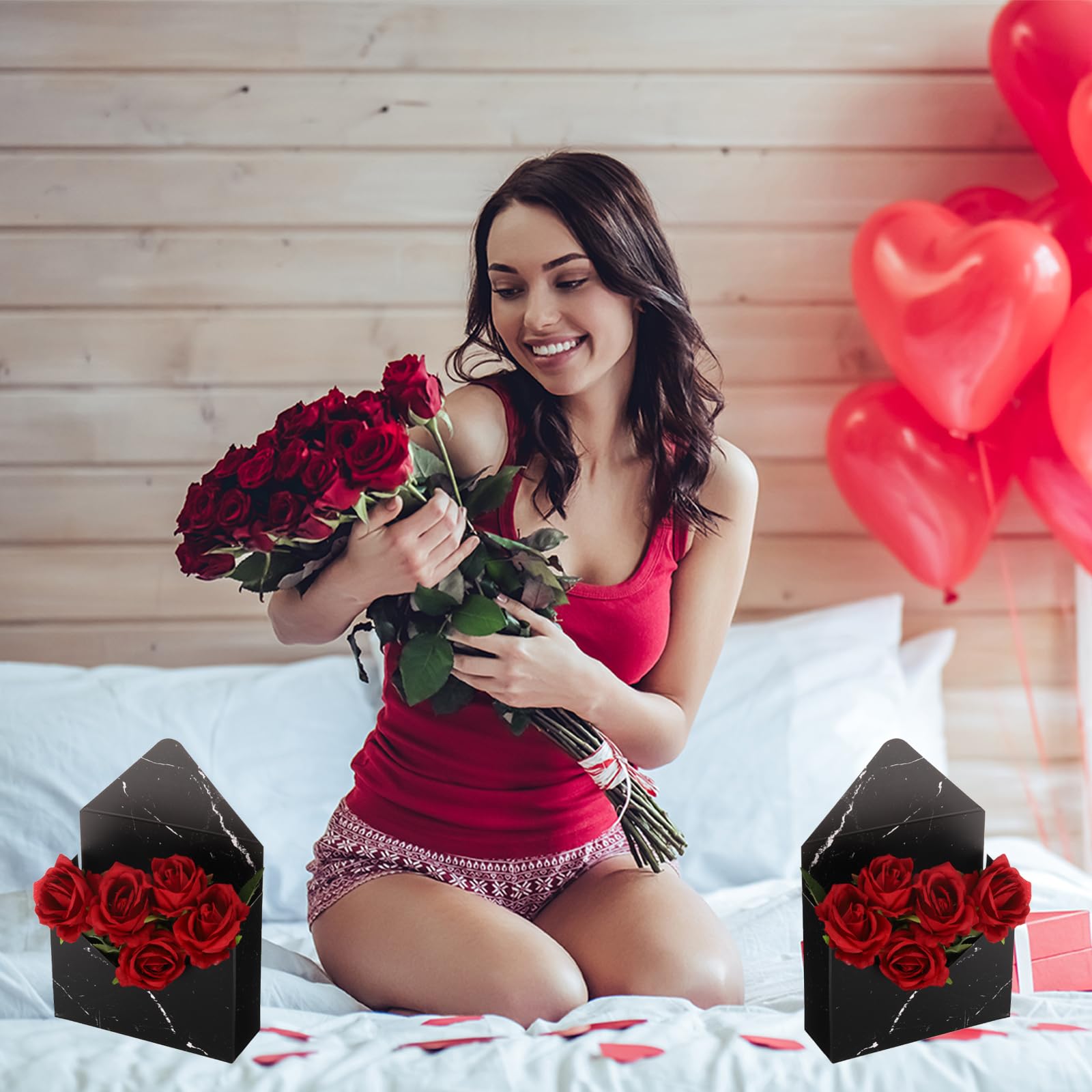 PATIKIL Florist Bouquet Envelope Boxes, 5 Packs Flower Arrangement Box Packaging Gift Paper Boxes for Wedding, Party, Birthday, Mother's Day, Red
