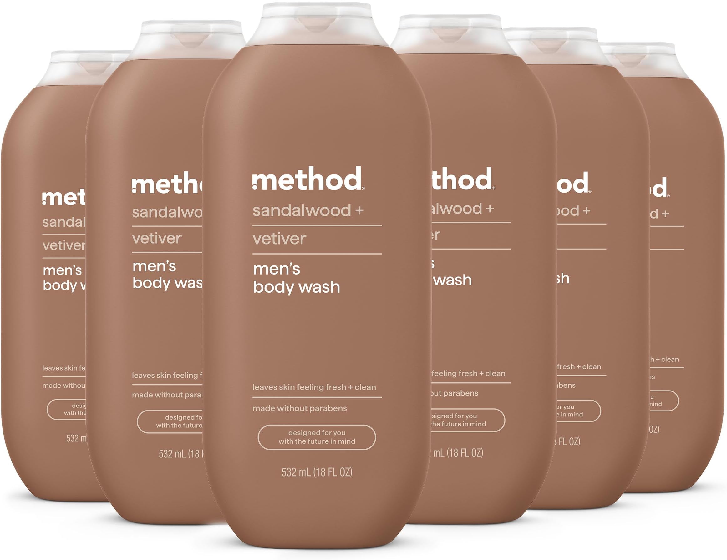 method Men’s Body Wash, Sandalwood + Vetiver, 18 fl oz, 6 Pack
