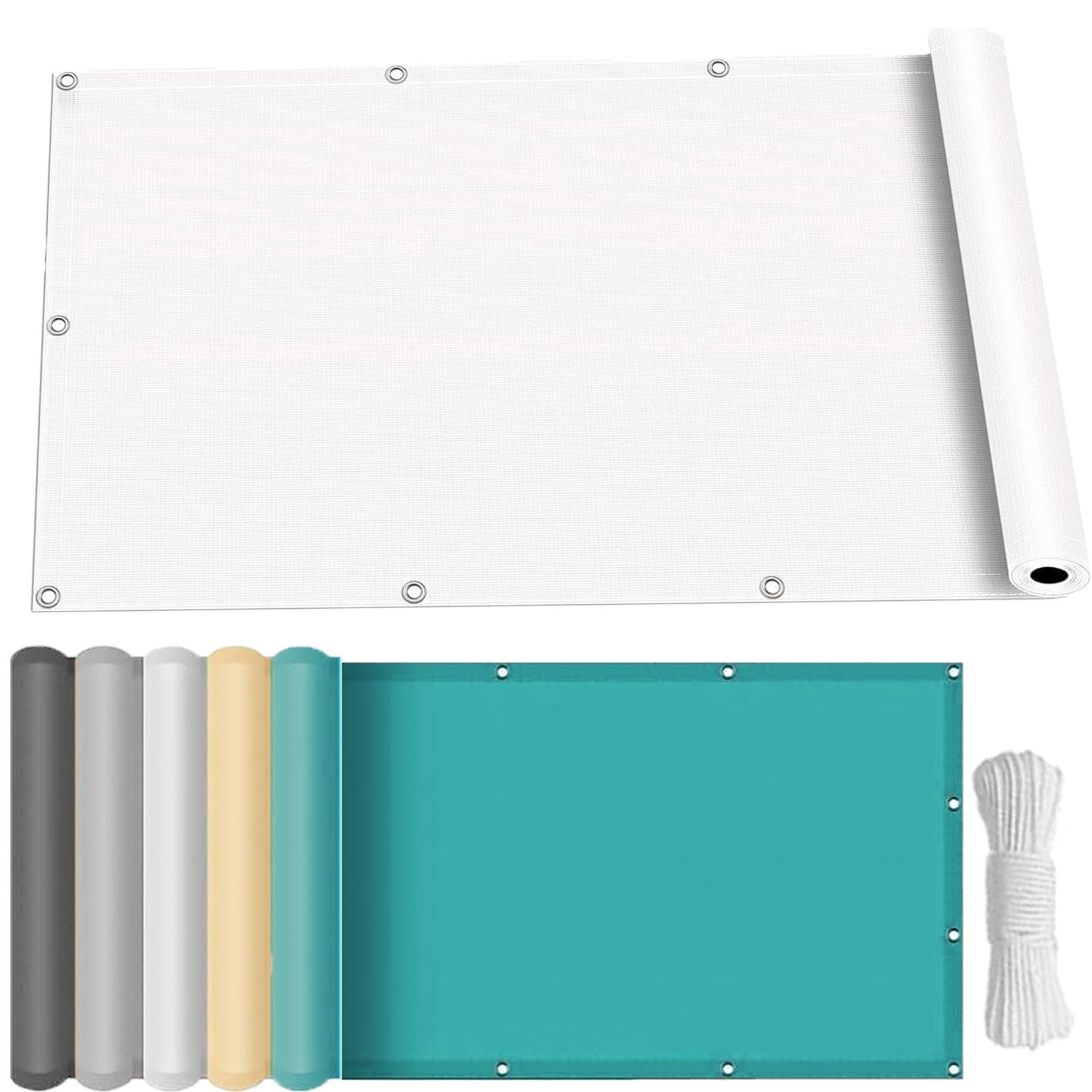 Voile d'ombrage rectangle 2x2,1m blanc et sable anti-UV
