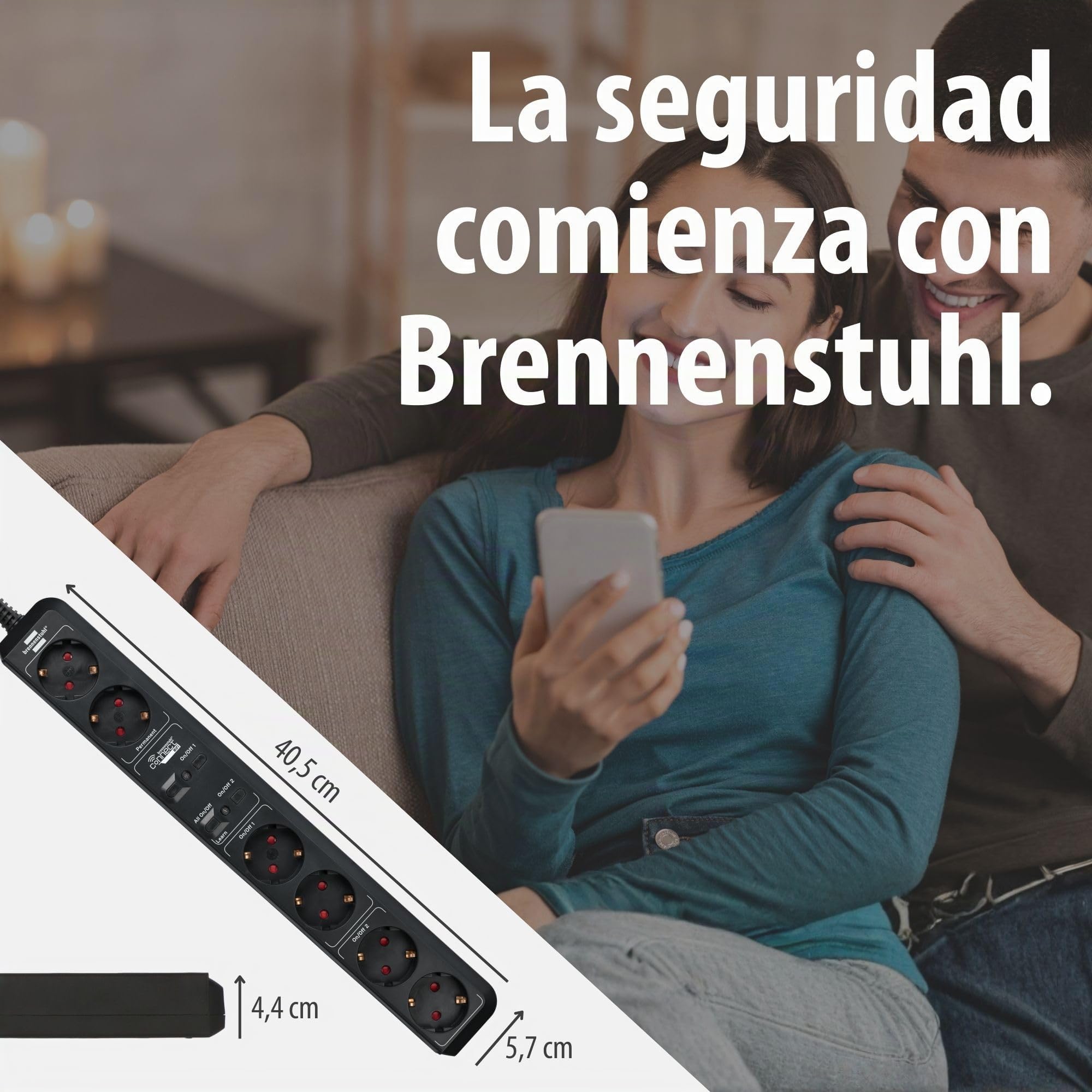 Brennenstuhl Connect Regleta Inteligente Eco-Line WS EL0102 con 6 Tomas programable (Regleta WiFi, Control por App o Voz, aplicación Gratuita, Compatible con Alexa y Google Assistant) Negro