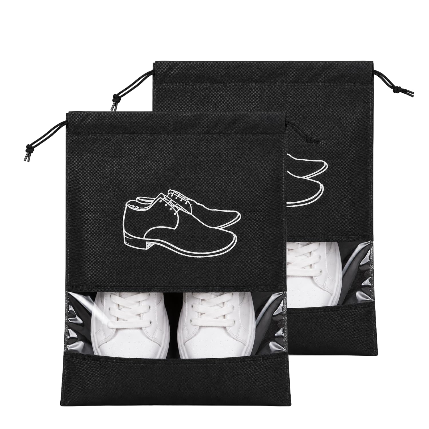 Shoe Bag for Travel - Travelling Accessories Organizer | Footwear Cover Pouch for Men and Women, Reusable for Gym, Home, Luggage & Storage (Pack of 2, Black)-picture-16