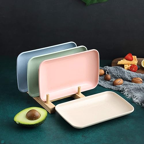 Miniatura 8 de Juego de 4 platos de paja de trigo, platos de postre, plato de frutas para postre, magdalenas, ensalada, bistec, decoración del hogar y la cocina (4