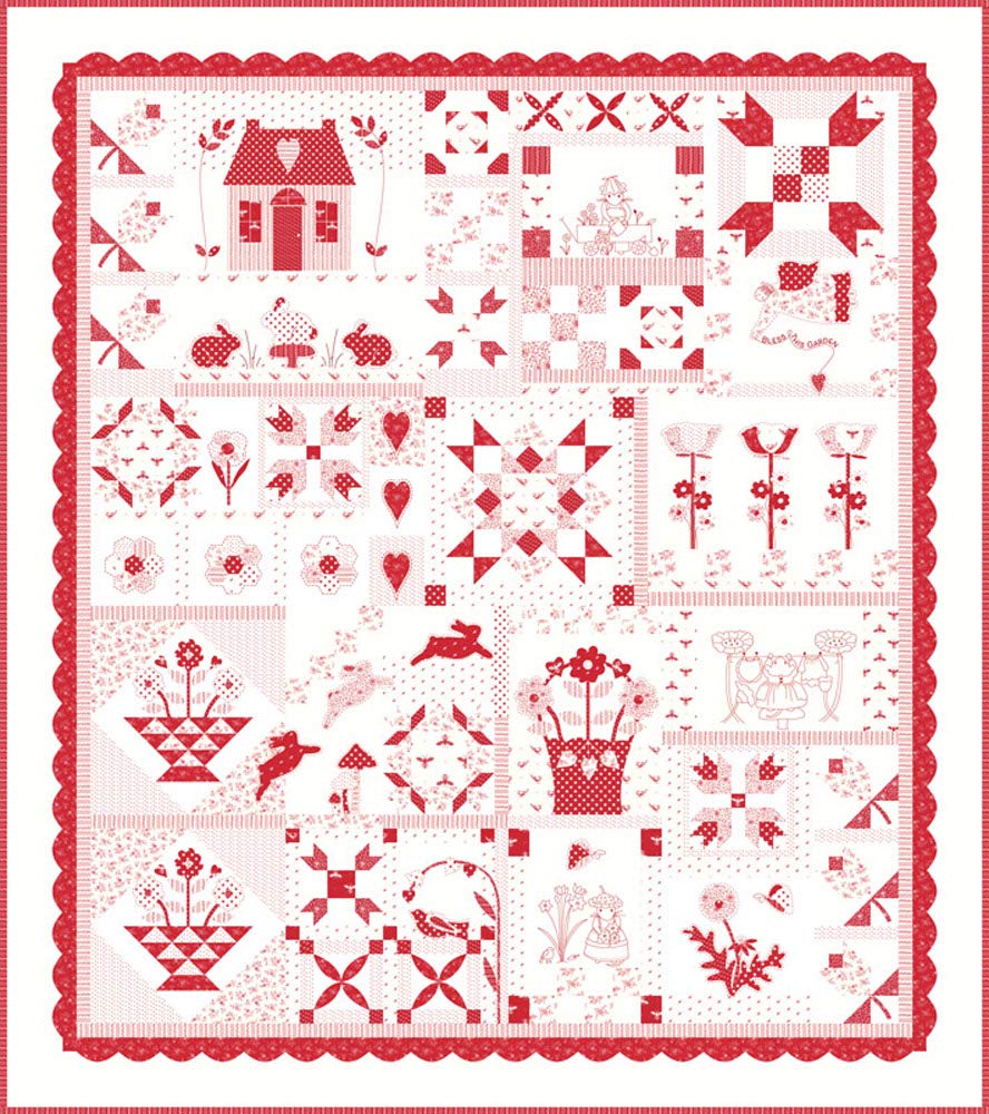 Bunny Hill Designs My Redwork Garden BOM Quilt Kit Moda Fabrics KIT2950
