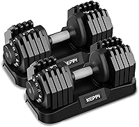 Vista 1 de Keppi Adjustable Dumbbells Set-25lb/40lb/55lb/60lb, Anti-Slip Metal Fast Adjust Weight Handle, Exercise & Fitness for Full Body Workout - Adjustable