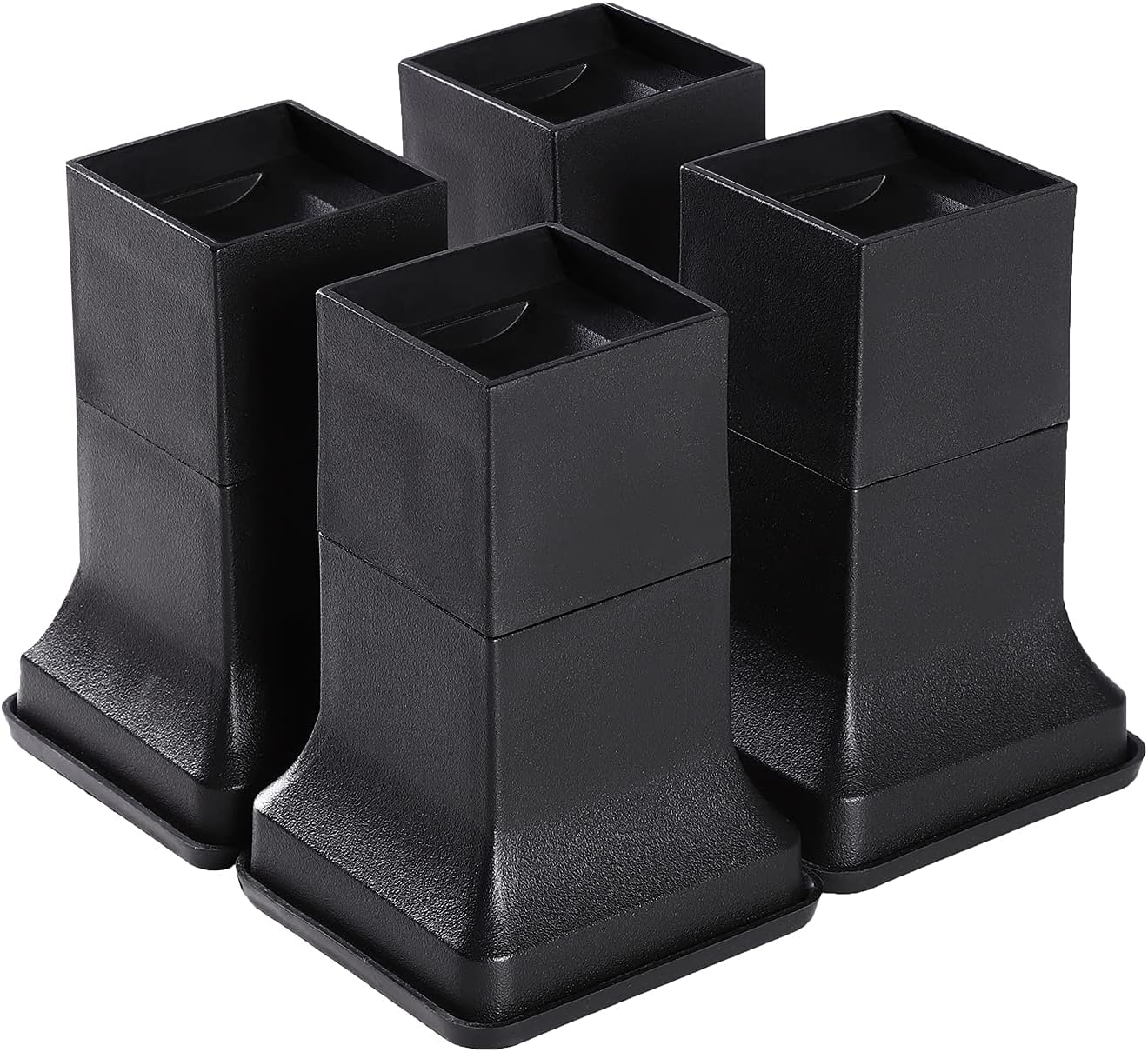 MEETWARM 6" Bed Risers for Casters Wheels and Square Legs, Adjustable Height from 4" to 6", Protect Floors with Non-Scratch, Non-Slip Rubber Pads, Set of 4