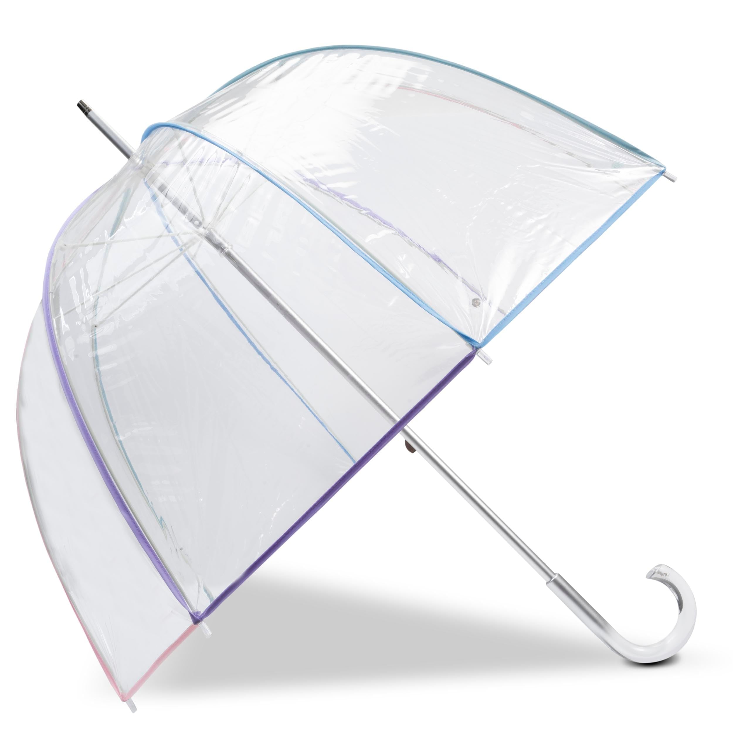 Isotoner Regenschirm Spazierstock, transparente Glocke, Windwiderstand, Pvc/graureiher