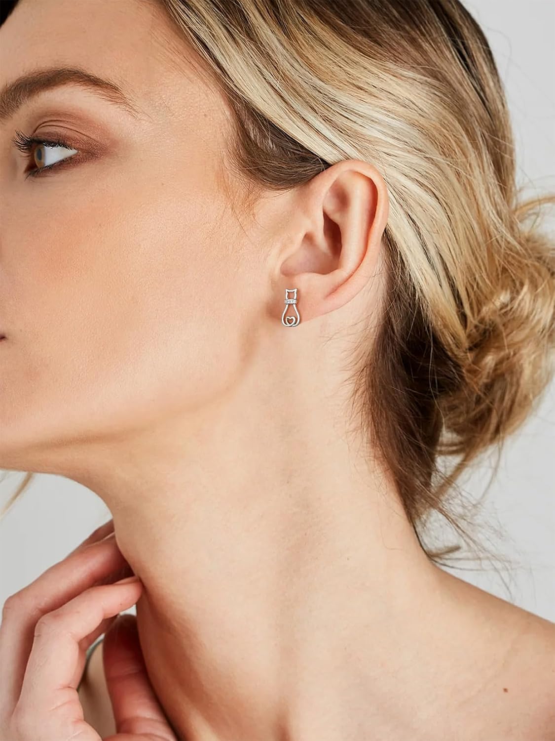 SILVERCUTE 925 Sterling Silver Earrings for Women,Silver Cat/Dinosaur/Devil Horn/Leaf/Snake/Skeleton Various Stud Earrings or Ear Cuffs