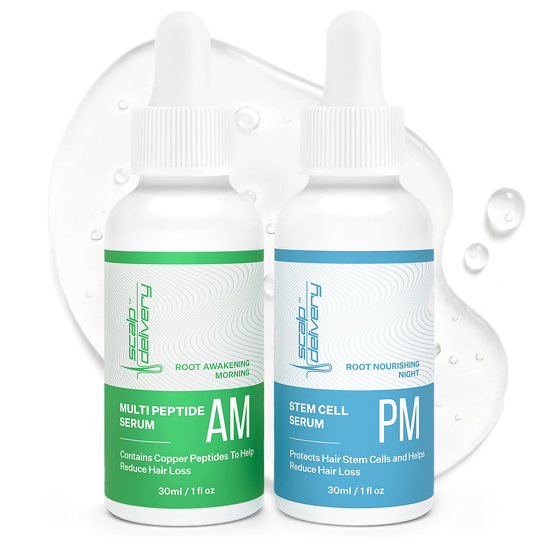 AM/PM Hair Growth Serum for Men & Women | Stem Cells + Multi-Peptide Serum | GHK-Cu Peptide + Redensyl + Capixyl + Procapil | Hair Regrowth Treatment | DHT Blocker | 2 x 30 mL