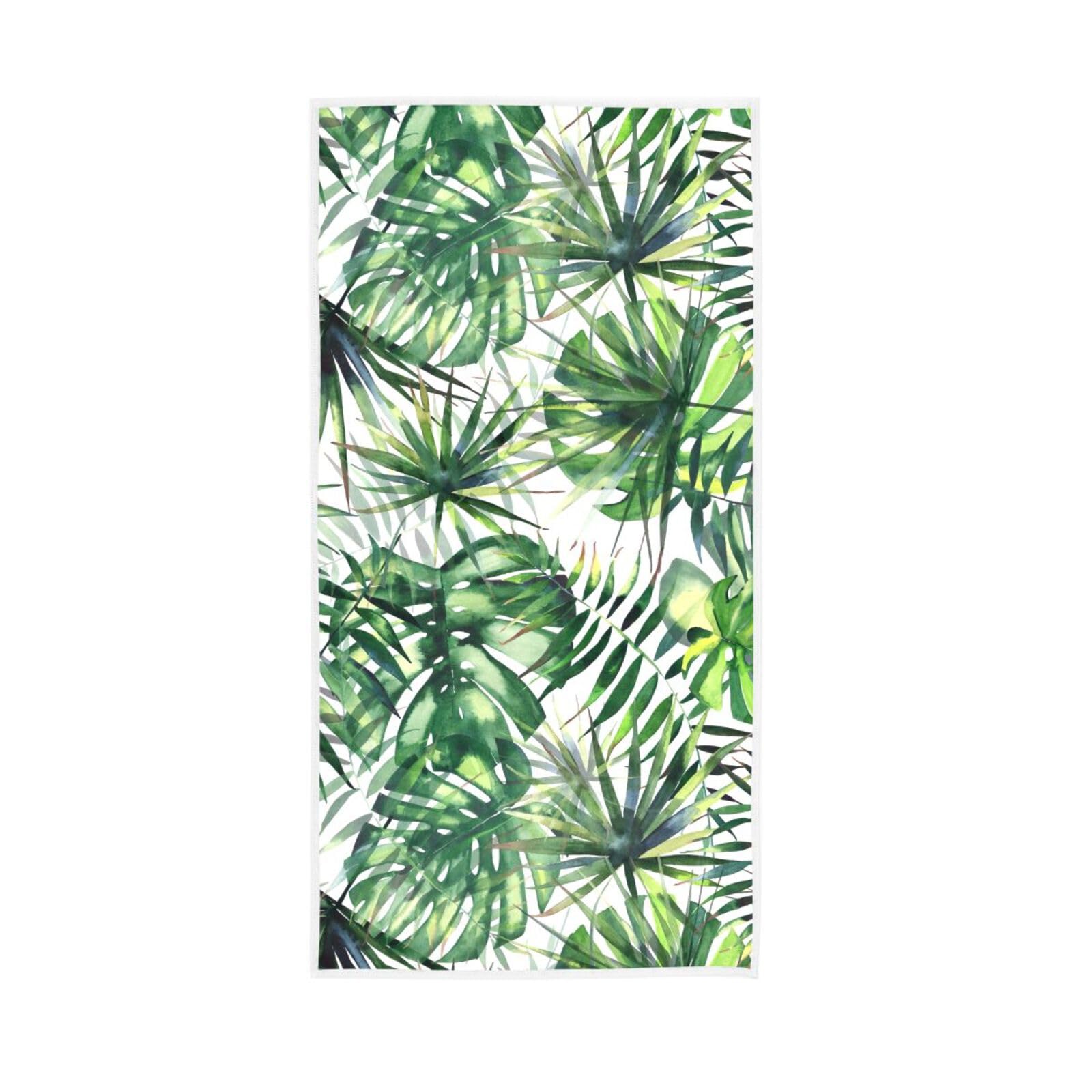 HUYGD Tropical Leaves Facial Towels, 15 x 30 Inches Absorbent Hand Towel Spa Towels for Body Fingertip Towels for Bathroom