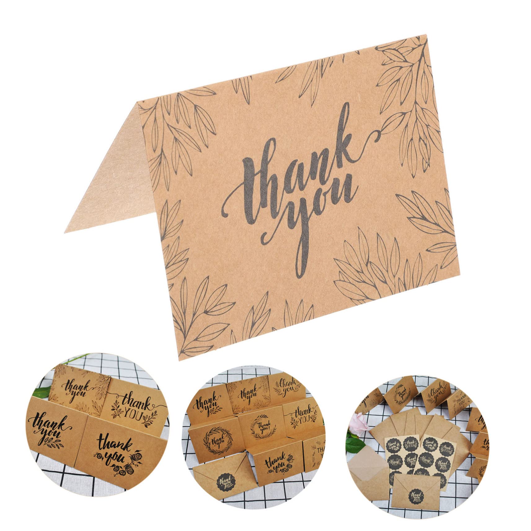 STOBOK 48sätze Kraftpapier Dankeskarten Für Kunden Schlichte Elegante Grußkarten Für Kleine Unternehmen Blumenläden Salons Und Boutiquen Mit Schönen Designs