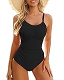 Women Tummy Control One Piece Swimsuit - 2026 Vintage Bathing Suits Full Coverage Slimming Swimwear