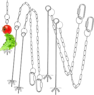 Chicken Veggies Skewer Fruit Holder - 4Pcs Chicken Vegetable Hanging Feeder Treat Feeder Coop Accessories Hanging Toy with Chain for Hens Bird