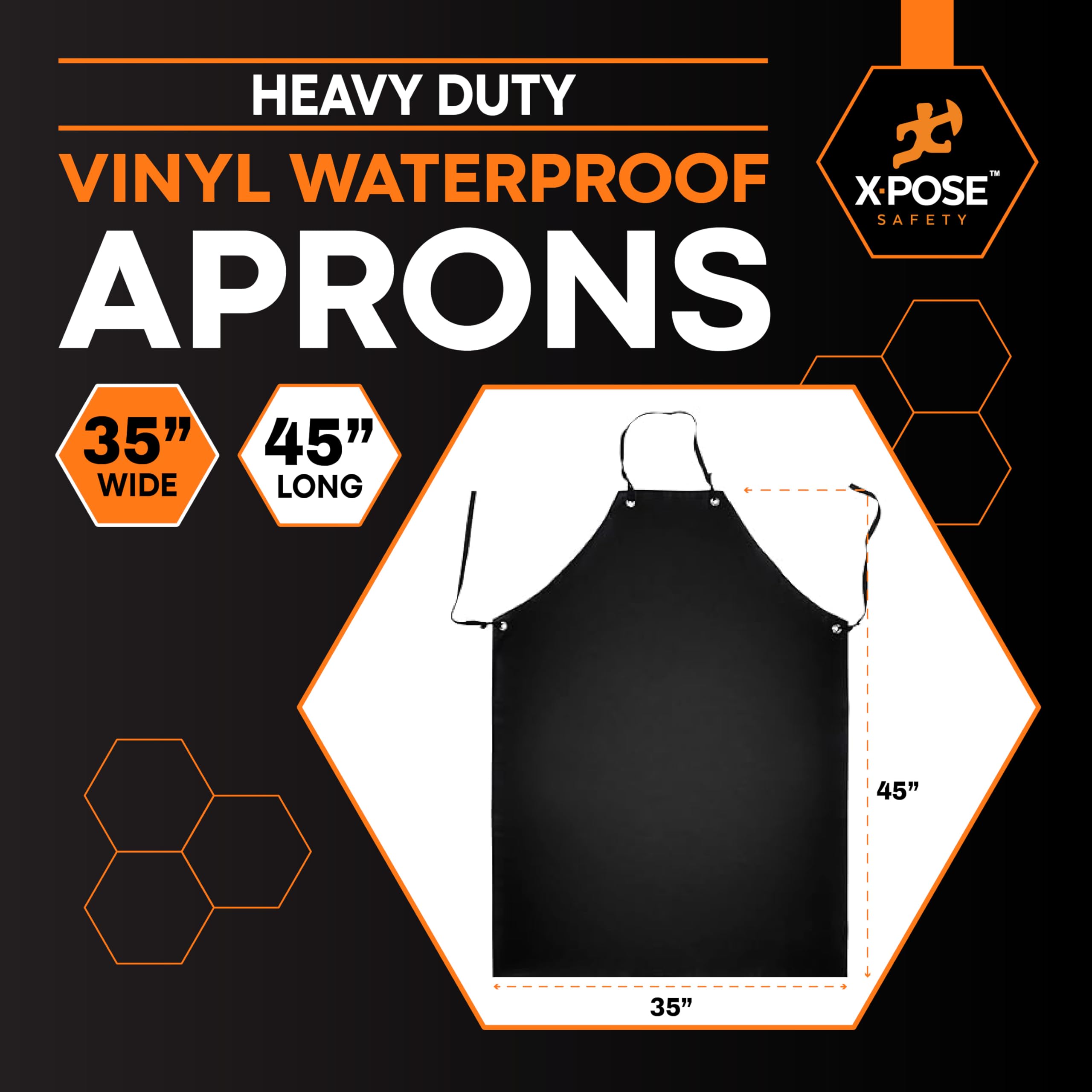 Xpose Safety Heavy Duty Vinyl Apron - Industrial Grade Waterproof Material For Ultimate Protection, Lab Work