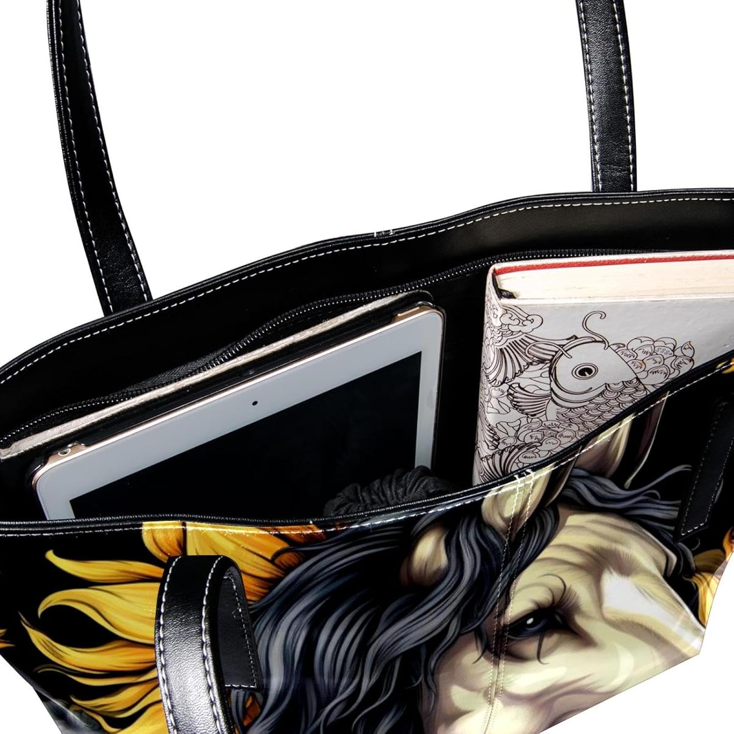 [YTYVAGT] 女性用財布、トートバッグ美学、レディーストートハンドバッグ,動物ユニコーン頭蓋骨ひまわりイラスト