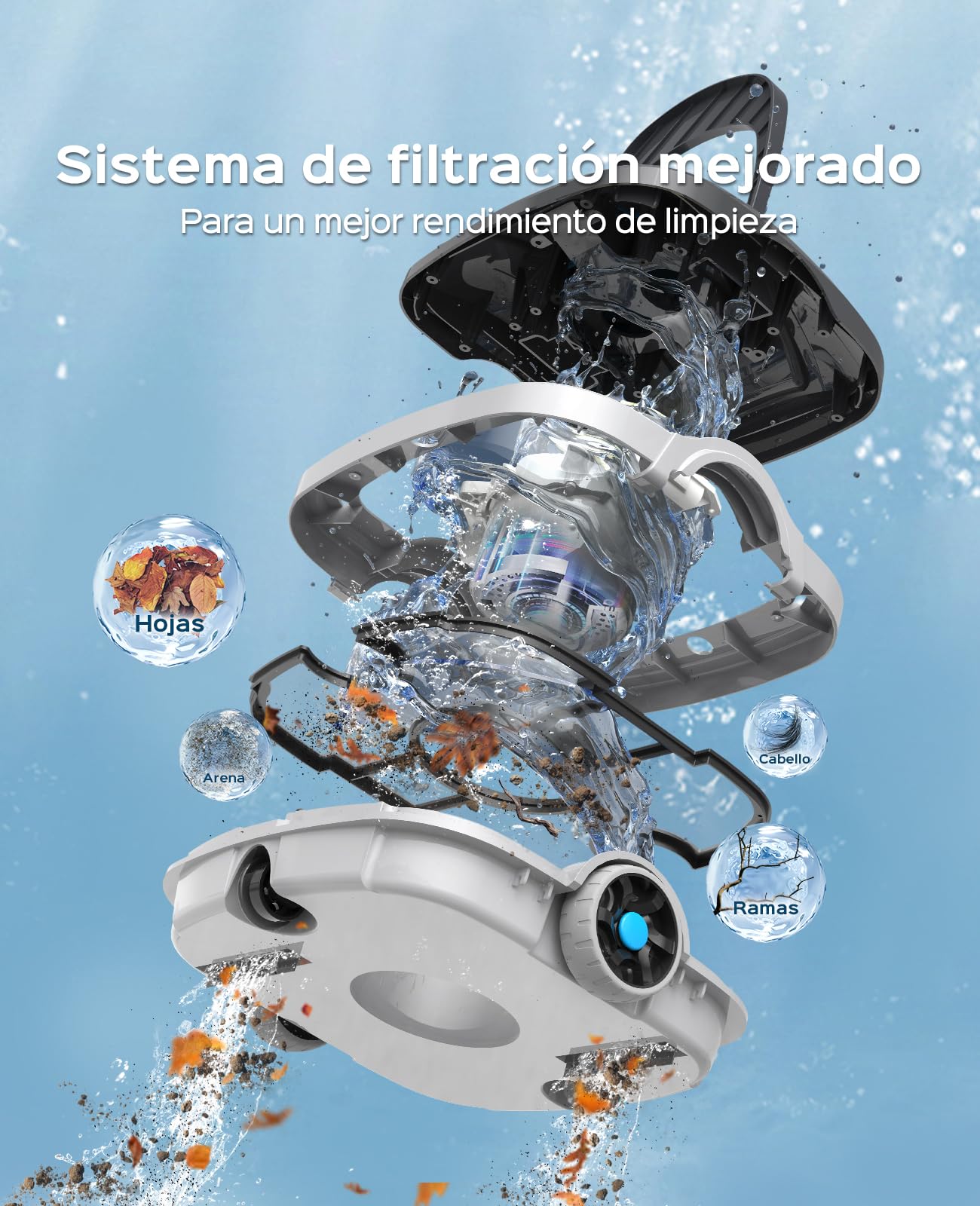 WYBOT Osprey 200 MAX Robot Limpiafondos Piscina Automatico,Motores Duales,Limpiador de Piscina Sin Cable,100 min Autonomía,Estacionamiento Auto,para Piscinas Elevadas 80 m²(Gris Oscuro)