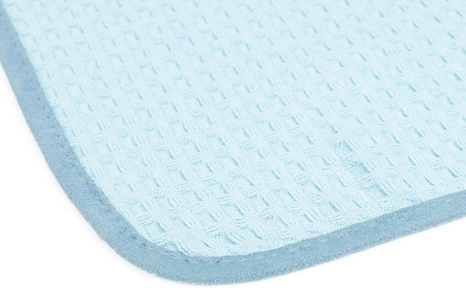 The Rag Company - Dry Me A River - Professional Korean 70/30 Blend Microfiber Waffle-Weave Drying & Detailing Towels, Soft Suede Edges, 390gsm, 16in x 16in, Light Blue (5-Pack) : Automotive