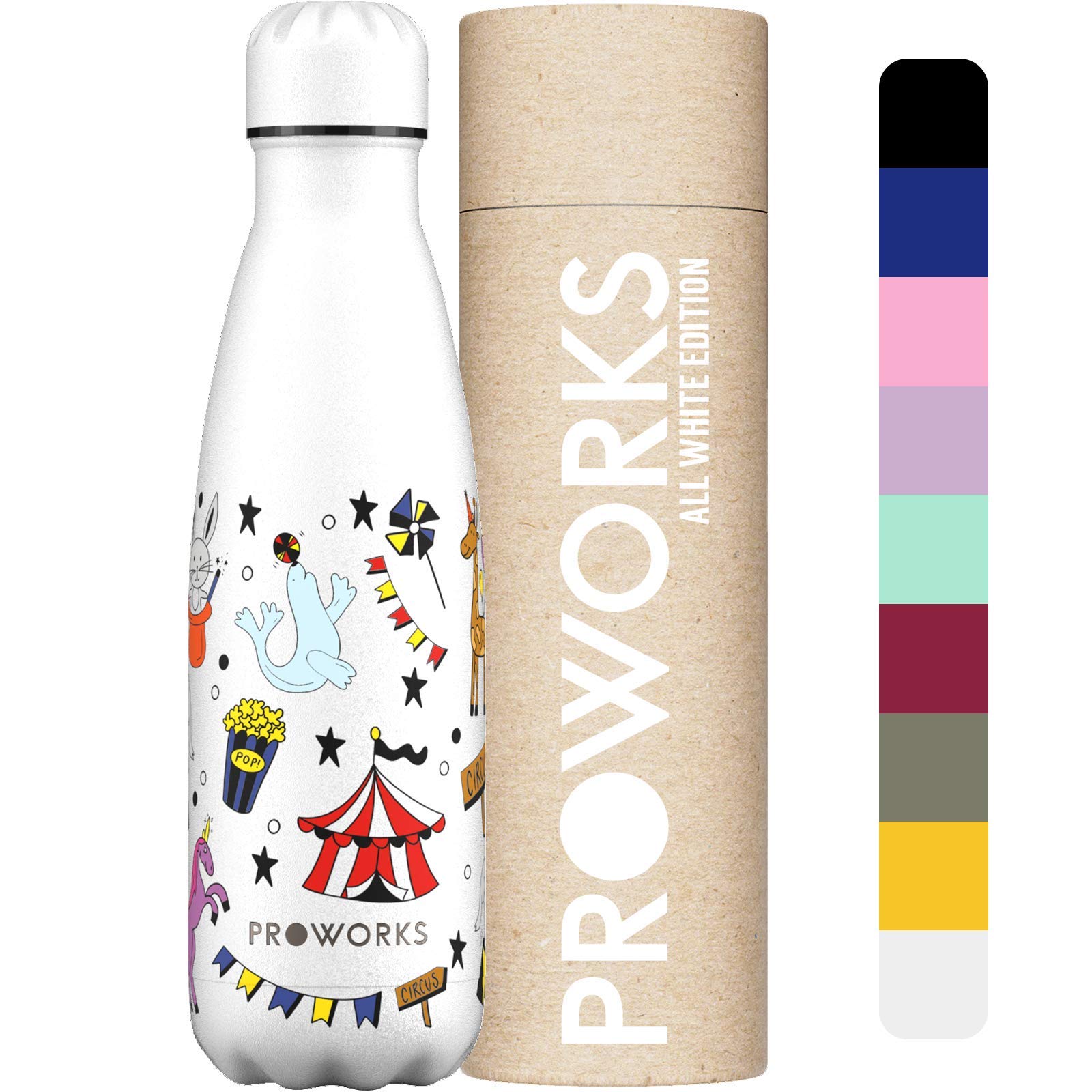 PROWORKS Insulated Water Bottle, BPA Free, Reusable Stainless Steel Water Bottle for 12 Hours Hot & Cold Hold Up to 24 Hours, for Sport, Gym, Travel - 500ml - Pink Daisy — view 13