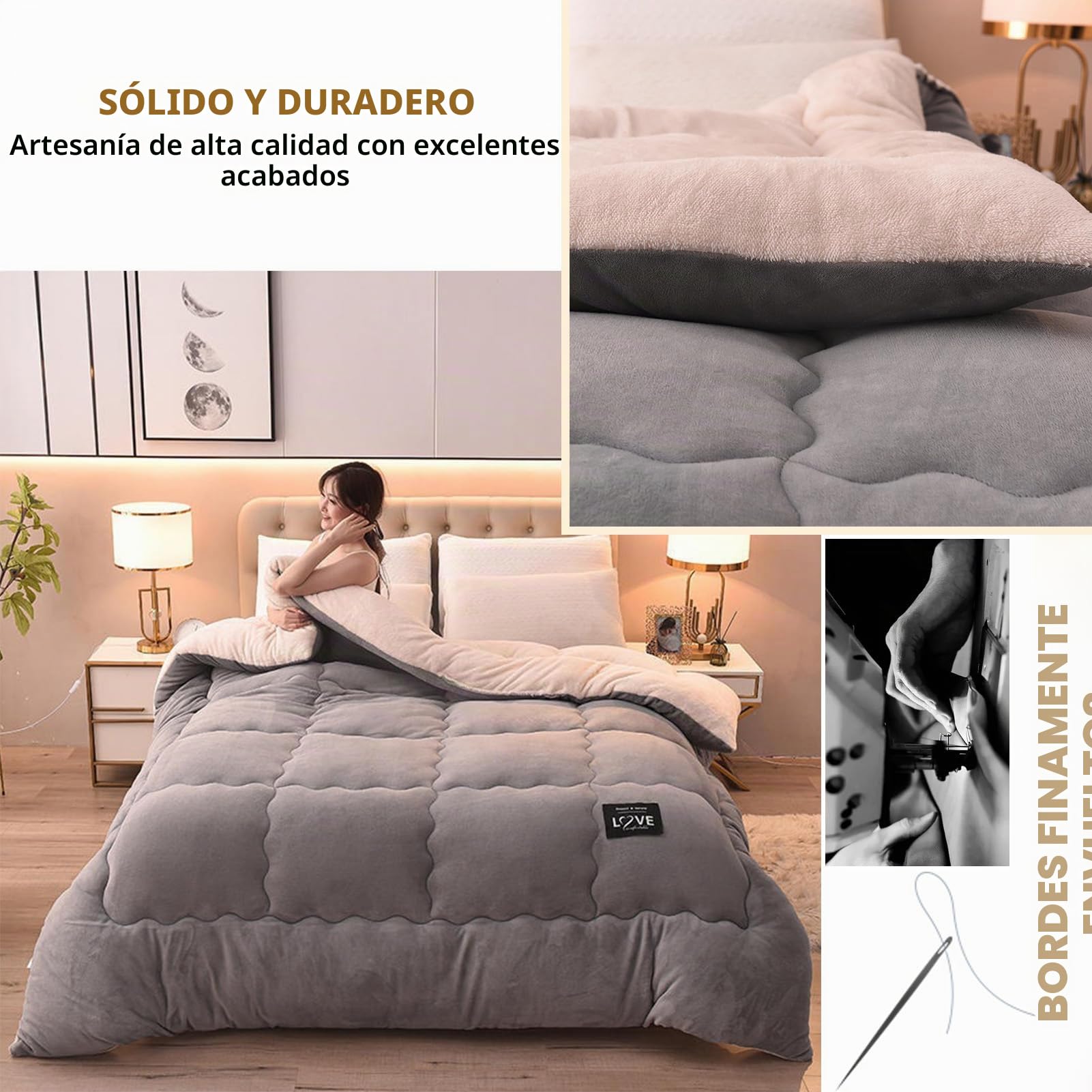 Edredón de Plumón Cama 90, Mezcla de Algodón Egipcio, 100% Plumón y Plumas Nuevas Edredón Nórdico para 4 Estaciones, Edredones Extrasuaves de Calor Medio (Grey,150x200cm-3kg)