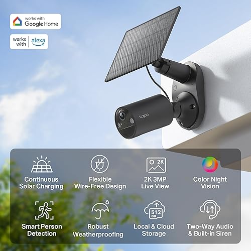 Tapo C411 KIT 2K Solar Überwachungskamera außen — šoninis vaizdas