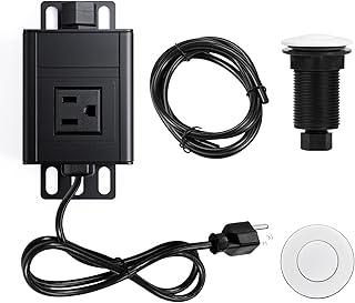CLEESINK Garbage Disposal Air Switch Kit, Sink Top Waste Disposer SHORT ABS White On/Off Push Button with Aluminum Alloy Power Module, Food Waste Disposals Replacement Parts