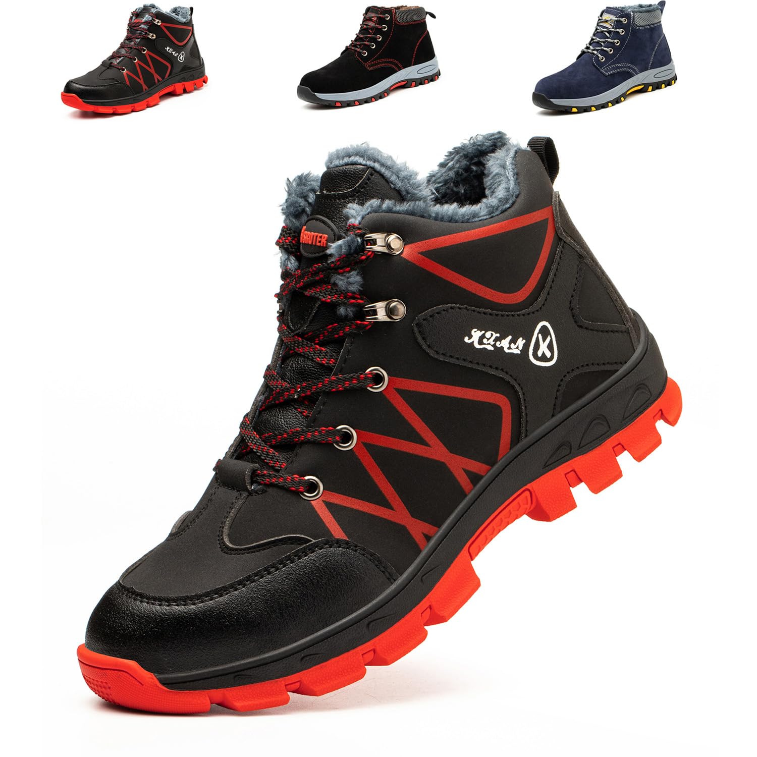 SVVSHE Scarpe Antinfortunistica Uomo Invernali Scarpe da Lavoro Donna Punta in Acciaio Leggero Stivali Antinfortunistica Uomo Scarpe da Trekking Impermeabile