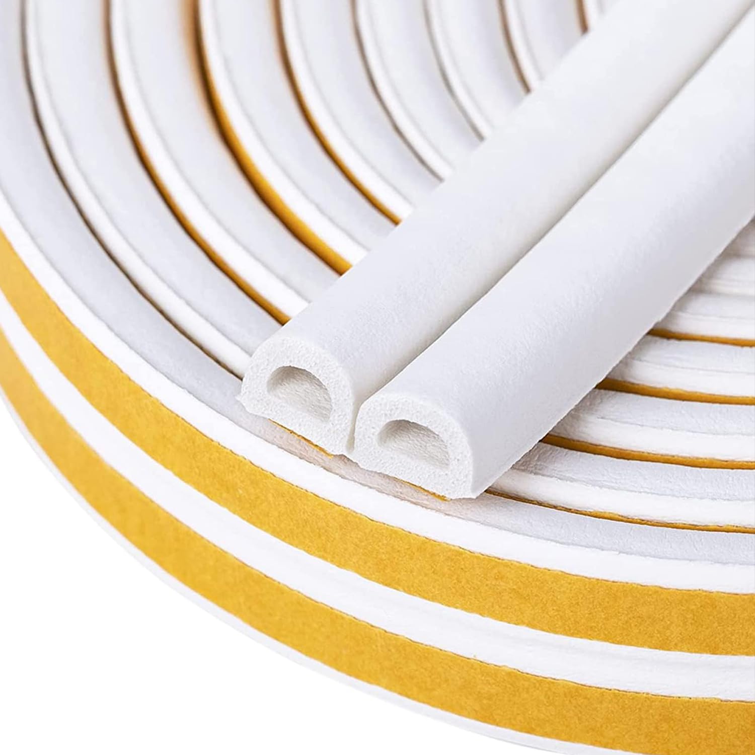 Weather Stripping Self Adhesive Foam Tape Window Door Draught Excluder SoundProof Weather Strip Tape Seals for Gap Seal,2 Seals, Total 6M Long White