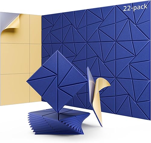 Miniatura 15 de Paquete de 12 paneles acústicos, paneles de espuma a prueba de sonido para paredes, paneles de pared autoadhesivos de alta densidad a prueba de