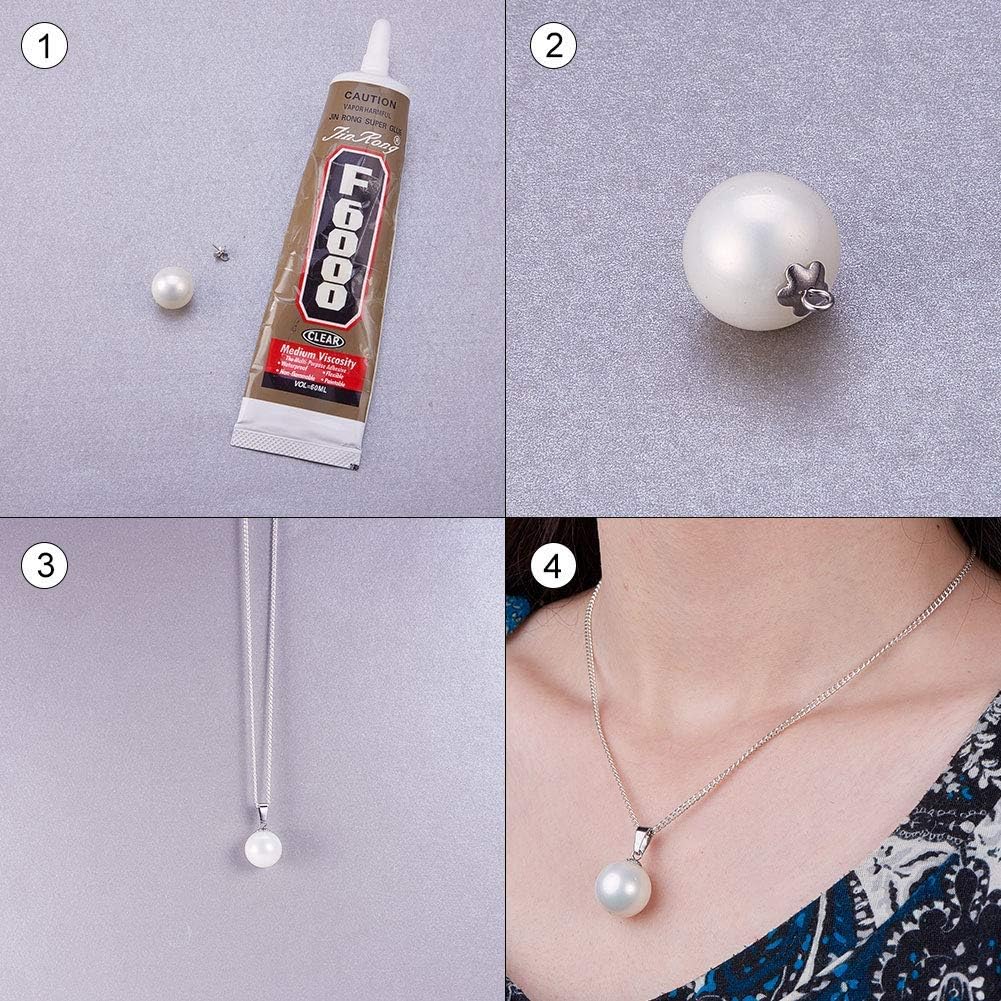 PH PandaHall About 220pcs 5 Sizes Half Drilled Imitated Pearl Beads for Vase Fillers, Wedding, Party, Home Decoration (5mm, 6mm, 8mm, 10mm, 12mmWhite)