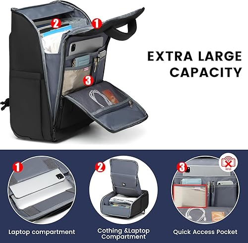 Miniatura 2 de Mochila con ruedas, mochila impermeable con ruedas para viajes de negocios, mochila de mano con compartimento para laptop, compatible con laptop de
