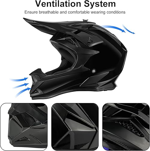 Miniatura 4 de Casco de motocross para adultos ATV para moto de tierra todo terreno de cara completa con gafas, guantes y máscara, aprobado por el DOT