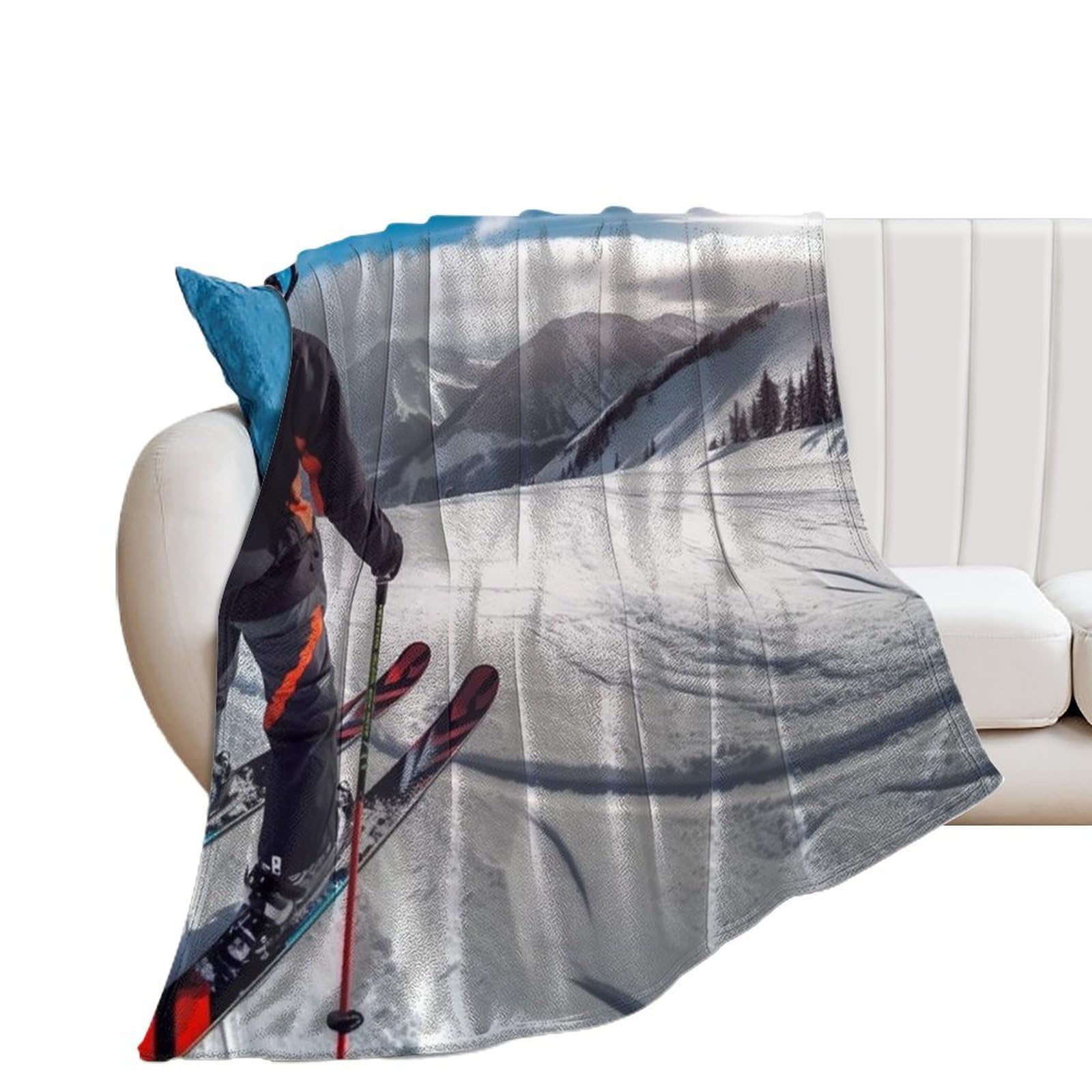 Couverture de ski d'hiver douce pour soirées canapé et escapades de voyage